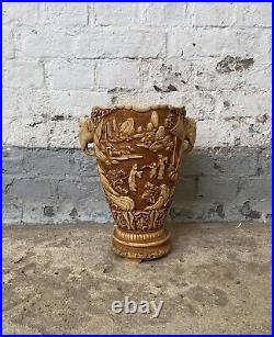 Vase Asiatique Indien Résine Vintage Style Art Déco Ethnique Jaune Orange Inde