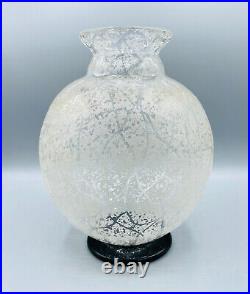 Vase Boule Art Deco En Verre Grave A L'acide Signe Daum Nancy France Vers 1930