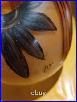 Vase Boule Art Deco Signé Leg Pour Legras