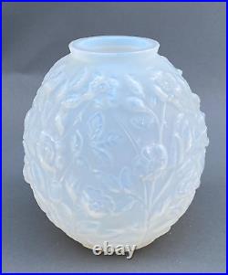 Vase Boule Opalescent Verlys Art Deco 1930 Decor De Fleurs M1233