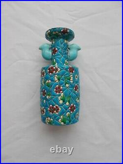 Vase Bouteille Emaux Polychrome Longwy Art Deco 1246 Asiatique Japonisant