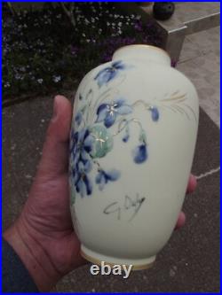 Vase Camille Tharaud porcelaine de Limoges violettes Art Déco signée G. Dupuy