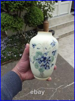 Vase Camille Tharaud porcelaine de Limoges violettes Art Déco signée G. Dupuy