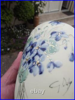Vase Camille Tharaud porcelaine de Limoges violettes Art Déco signée G. Dupuy