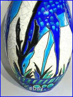 Vase Céramique Charles Catteau Keramis Decor Biches D943 Art Deco 1925 1930