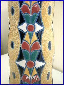 Vase Ceramique Emaillee Polychrome, Art Deco, Annees 20/30 Signe Amphora
