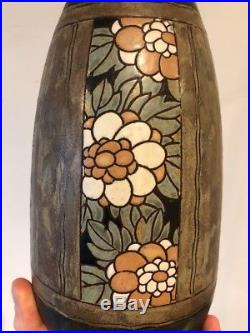 Vase Céramique GRÈS KERAMIS D. 668 / 968 Charles CATTEAU Art Deco Fleurs Belges