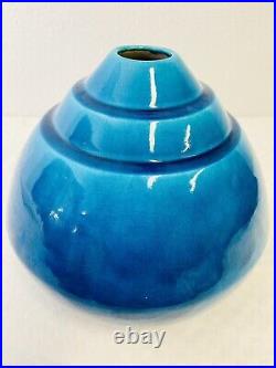 Vase Céramique Primavera Bleu Celeste Turquoise Bleu Période art Deco