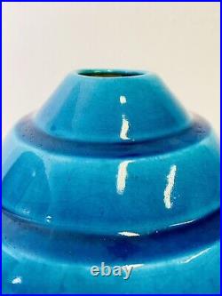 Vase Céramique Primavera Bleu Celeste Turquoise Bleu Période art Deco