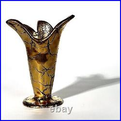 Vase Céramique signé Louis Dage 1935 Email Or Peau de Serpent Art Déco