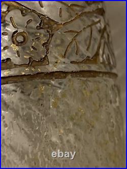 Vase DAUM Art déco gravé à lacide rehauts dor Inclusions paillettes dor