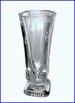 Vase DAUM FRANCE Art-Déco vers 1950 en cristal, en parfait état H 33 cm 6,5 kg