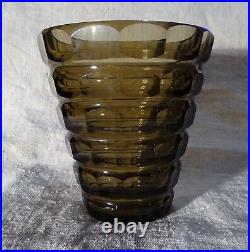 Vase Daum Nancy croix de Lorraine verre fumé Art Déco-Smoked Glass vase Daum