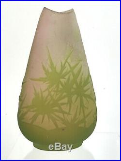 Vase De Gallé Authentique En Verre Multicouche Epoque Art Deco De 13 CM De Haut