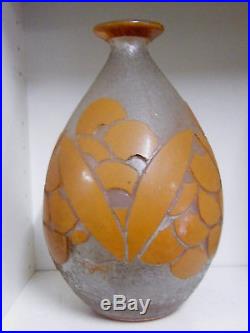 Vase Degue David Gueron Art Deco Cameo Glass