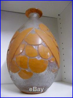 Vase Degue David Gueron Art Deco Cameo Glass