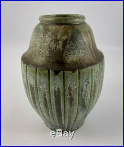 Vase Denbac Rene Denert Ceramique Patine Verte N 419 Signe Art Deco H1188