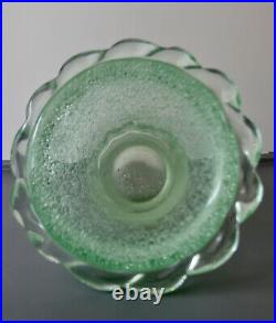 Vase En Cristal Vert Bulle Daum Nancy 1930 Art Déco Signé