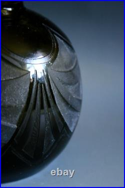 Vase En Verre Gravé À L'acide Art Deco Legras Vers 1930