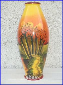 Vase Faience Elge Louis Gueule Vierzon Decor Lacustre Haut 38cm Art Deco