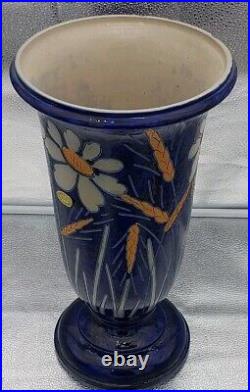 Vase Gres Bleu Betschdorf Schmitter Alsace H37,5 Art Deco Marguerite Epis De Ble