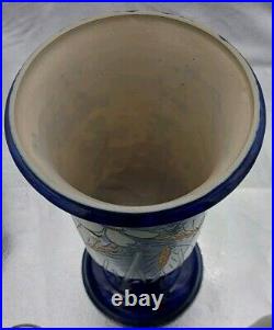 Vase Gres Bleu Betschdorf Schmitter Alsace H37,5 Art Deco Marguerite Epis De Ble