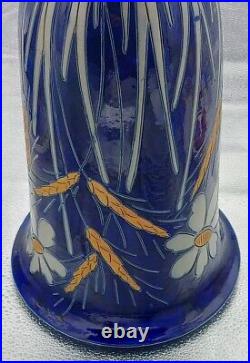 Vase Gres Bleu Betschdorf Schmitter Alsace H37,5 Art Deco Marguerite Epis De Ble