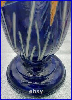 Vase Gres Bleu Betschdorf Schmitter Alsace H37,5 Art Deco Marguerite Epis De Ble