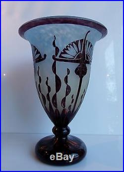 Vase Le Verre Francais En Pate De Verre Multicouche Epoque Art Deco