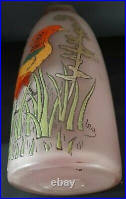 Vase Legras en verre émaillé Peint Art Déco Signé Leg