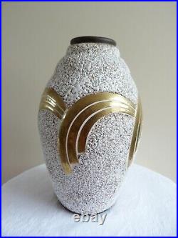 Vase ODYV crispé rehaussé or fin Dlg de Louis Dage Art Déco
