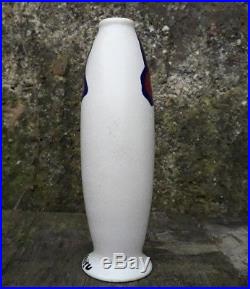 Vase Octave Larrieu céramique art déco Simone craquelé blanc satiné