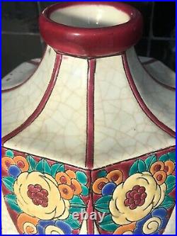 Vase Octogonal LONGWY Art Déco 1930's French Ceramic