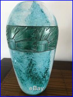 Vase Pate De Verre Legras Art Deco Grave A L'acide + A La Roue Acid Etched Cameo