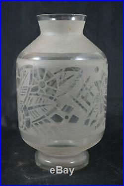 Vase Signe Lorrain Art Deco Degage A L'acide No Daum