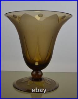 Vase Verre Fumé Soufflé 1930 Art Deco à identifer DAUM SCHNEIDER