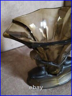 Vase Windsor de Walter et Sohne Art Déco en Verre Pressé Moulé Ancien 1930