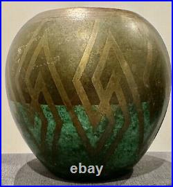 Vase Wmf Ikora Dinanderie Motif Geometrique Époque Art Déco 1930