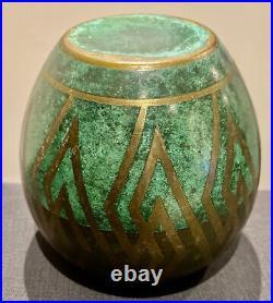 Vase Wmf Ikora Dinanderie Motif Geometrique Époque Art Déco 1930