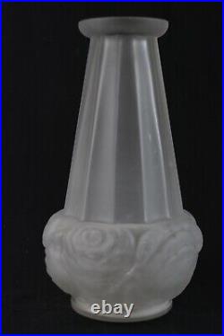 Vase à art déco en verre givré Les nuages Société parisienne de verrerie