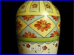 Vase à décors floral & géométriques art déco années 1930 H 24,5 cm poids 688 g