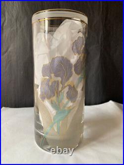 Vase à décors floraux. Atelier R. Sarti Signé M. Lamperi Art Deco Glass floral