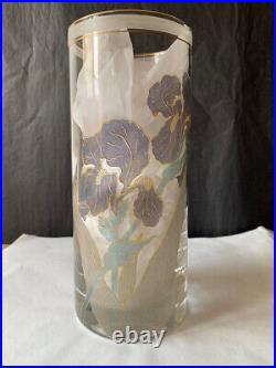 Vase à décors floraux. Atelier R. Sarti Signé M. Lamperi Art Deco Glass floral