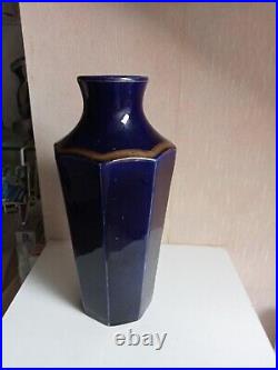 Vase ancien bleu cobalte moulin des loups hauteur 31 cm x 14 cm