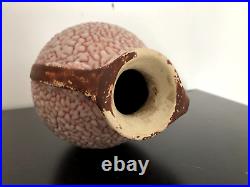 Vase art-déco dans le goût de Jean Besnard vieux rose émail crispé PORT OFFERT