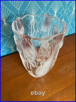 Vase art déco, décor de tulipe opalescent, vase ancien, vers 1900