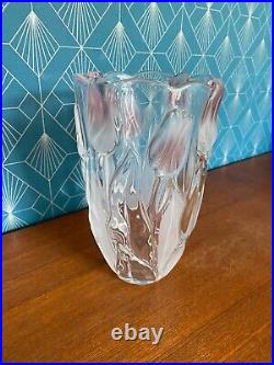 Vase art déco, décor de tulipe opalescent, vase ancien, vers 1900