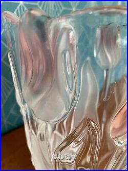 Vase art déco, décor de tulipe opalescent, vase ancien, vers 1900