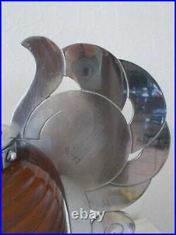 Vase art deco en ceramique gres 1930 1950 monture en metal argenté sculpture