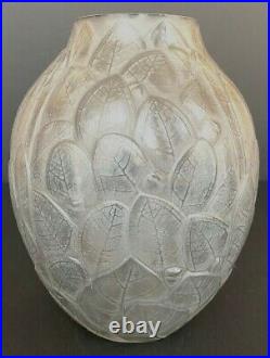 Vase art déco feuilles mortes André Hunebelle patiné gris